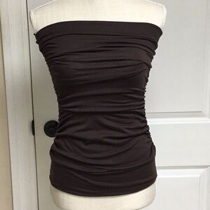 Brown Side Ruched Tube Top